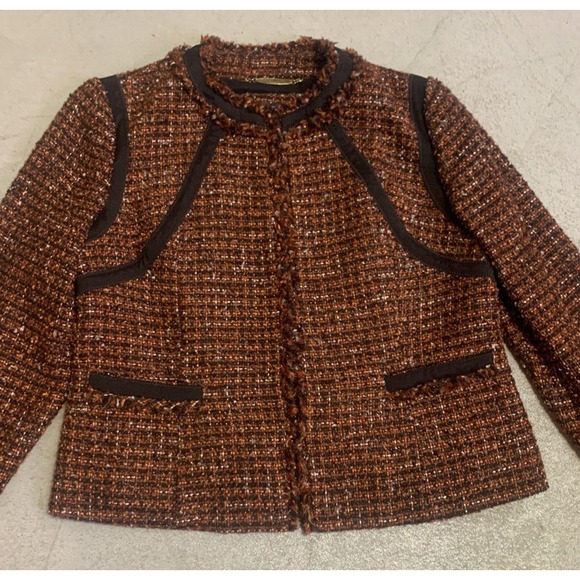 Chico's Black Label Textured Blazer Womens Size 1 (8-10) Woven Business Jacket - Picture 3 of 12